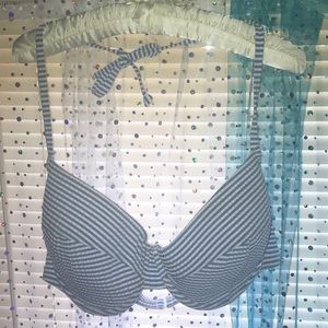 J. Crew nautical blue and white striped bikini top